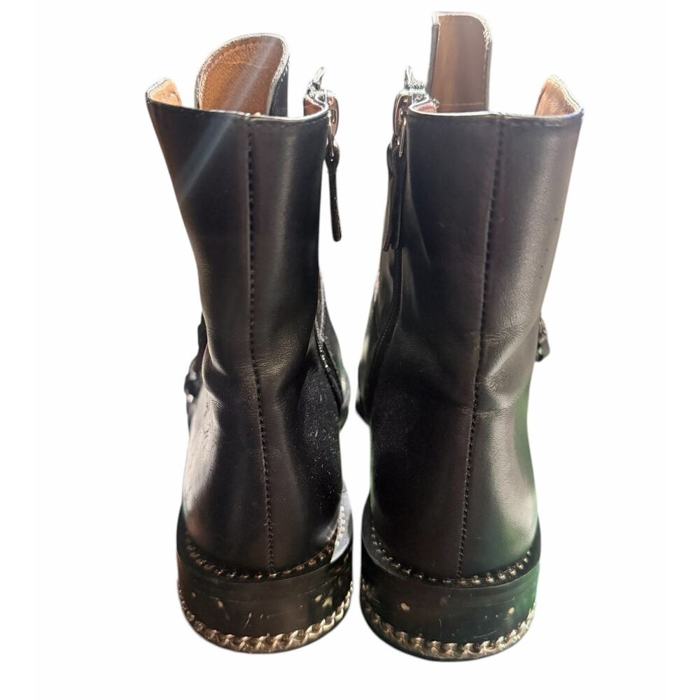 Givenchy Leather Monk Strap Ankle Boots Chain Size 38 Black Silver Minimal City - Picture 6 of 16